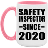 Safety Inspector Since 2020 - 15oz Accent Mug Pink