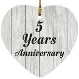 5th Anniversary 5 Years Anniversary - Heart Ornament F