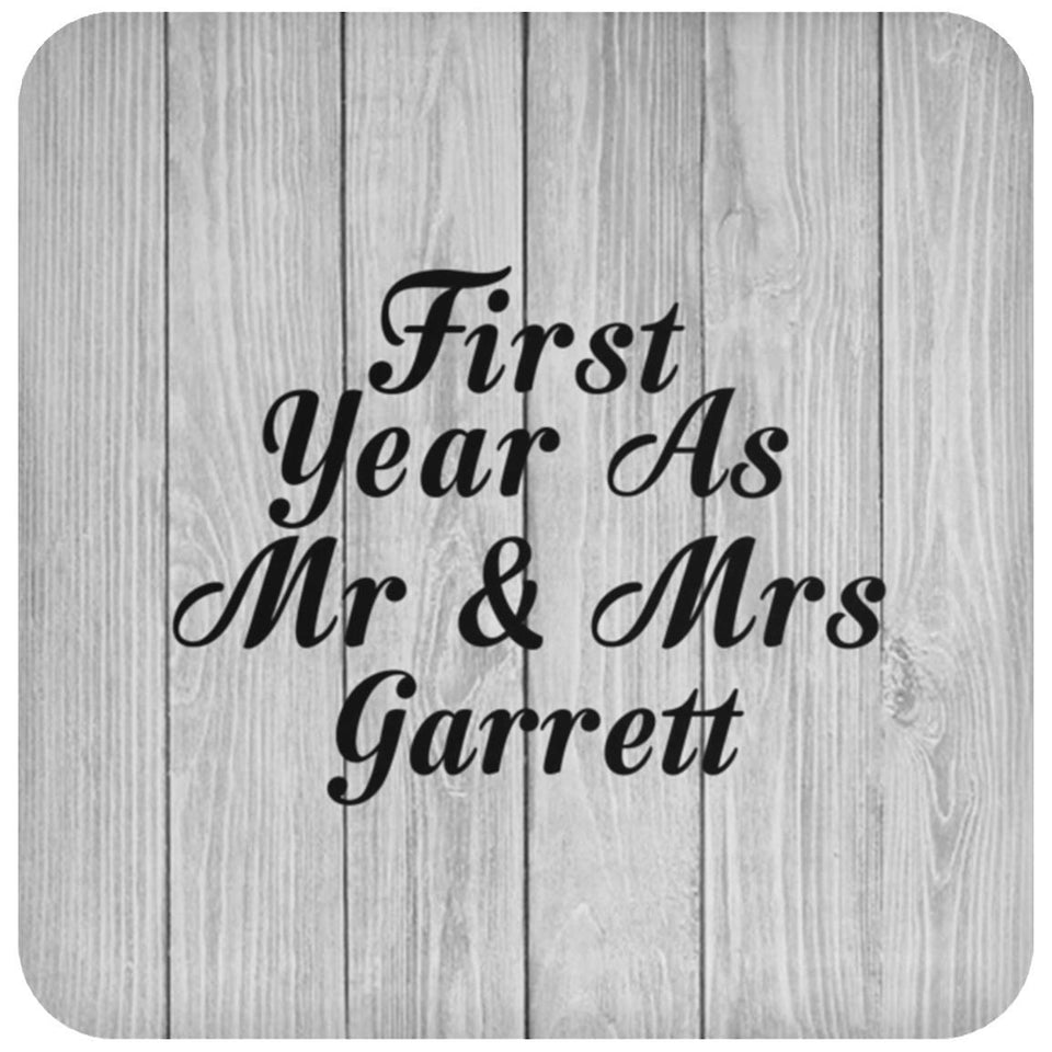 First Year As Mr & Mrs Garrett - Drink Coaster F
