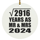54th Anniversary Square Root of 2916 Years As Mr & Mrs 2024 - Circle Ornament