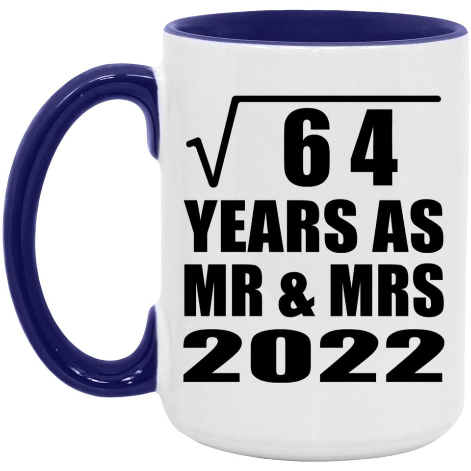 8th Anniversary Square Root of 64 Years As Mr & Mrs 2022 - 15oz Accent Mug Purple