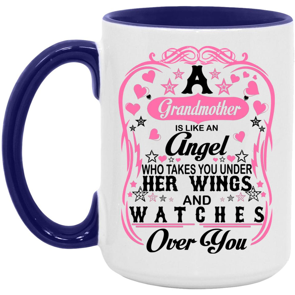 Grandmother Is An Angel Takes You Under Her Wings - 15oz Accent Mug Purple
