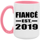 Fiance Established EST. 2019 - 15oz Accent Mug Pink