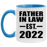 Father In Law Established EST. 2022 - 11oz Accent Mug Blue