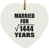38th Anniversary Married For Square Root of 1444 Years - Heart Ornament