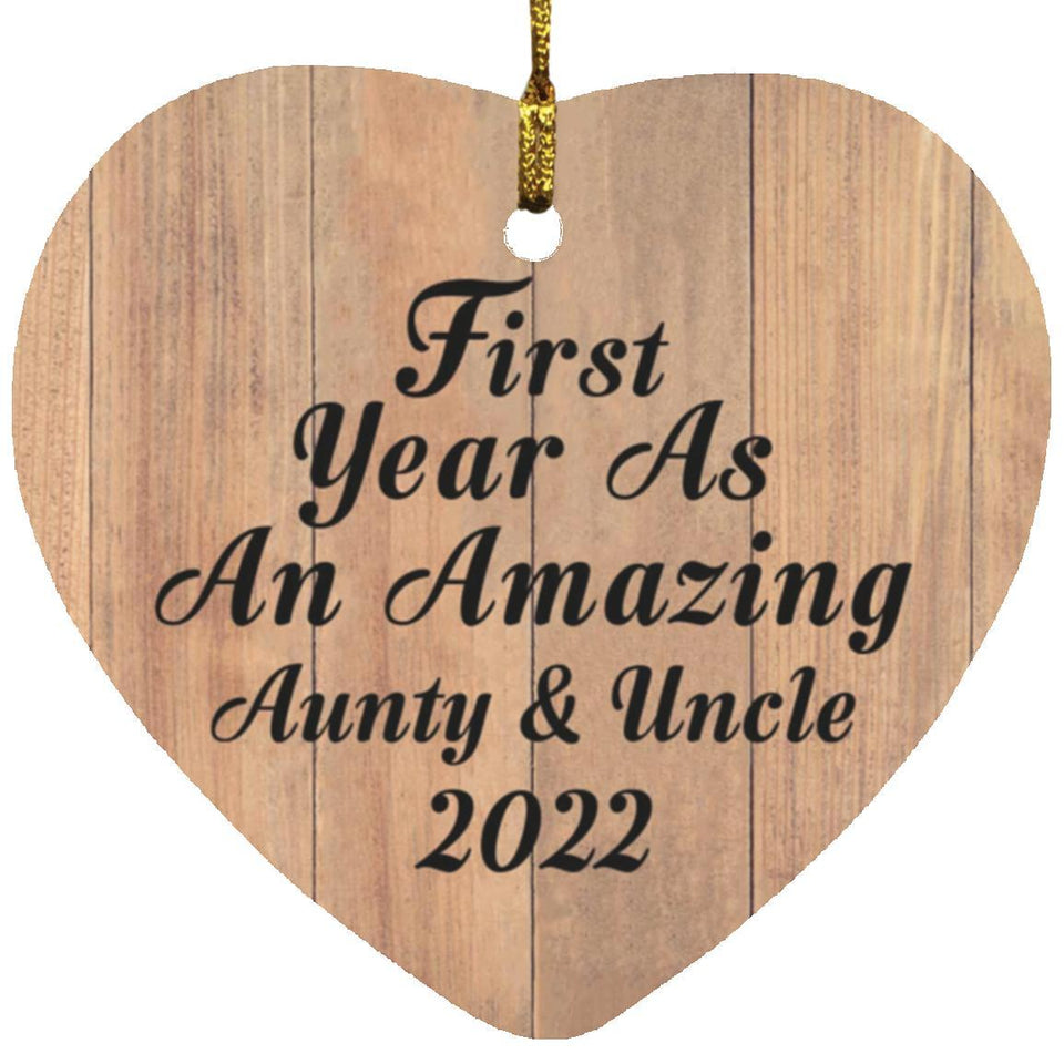 First Year As An Amazing Aunty & Uncle 2022 - Heart Ornament C