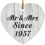 67th Anniversary Mr & Mrs Since 1957 - Heart Ornament F