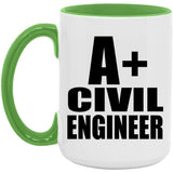 A+ Civil Engineer - 15oz Accent Mug Green