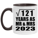 11th Anniversary Square Root of 121 Years As Mr & Mrs 2023 - 11oz Accent Mug Black
