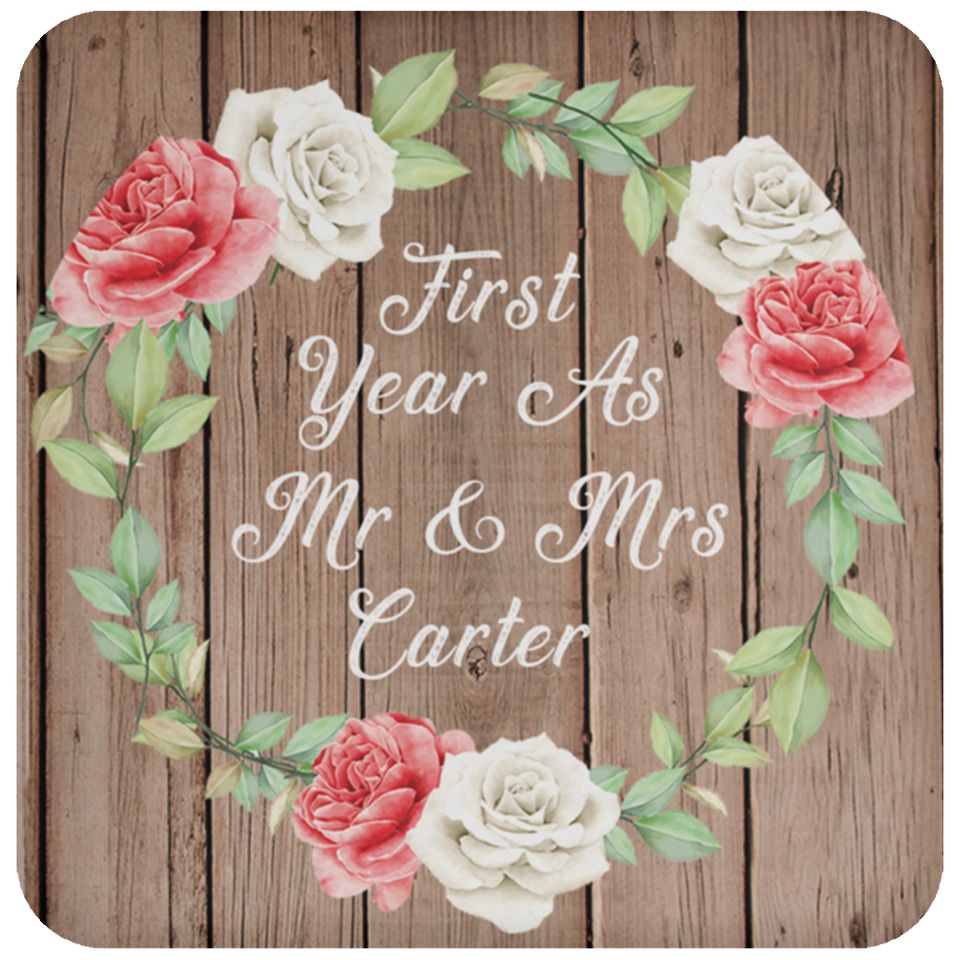 First Year As Mr & Mrs Carter - Drink Coaster B