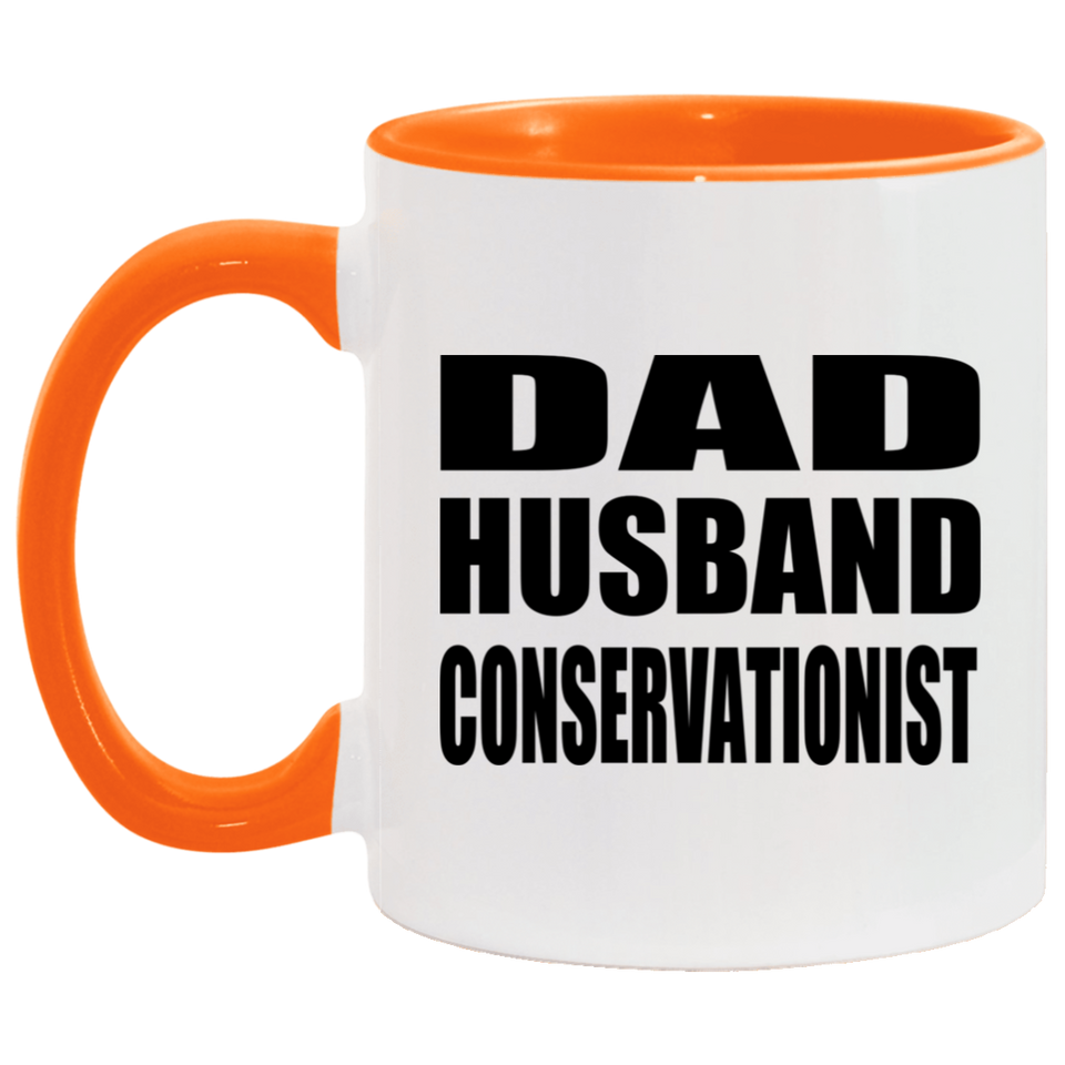 Dad Husband Conservationist - 11oz Accent Mug Orange