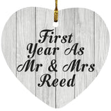 First Year As Mr & Mrs Reed - Heart Ornament F