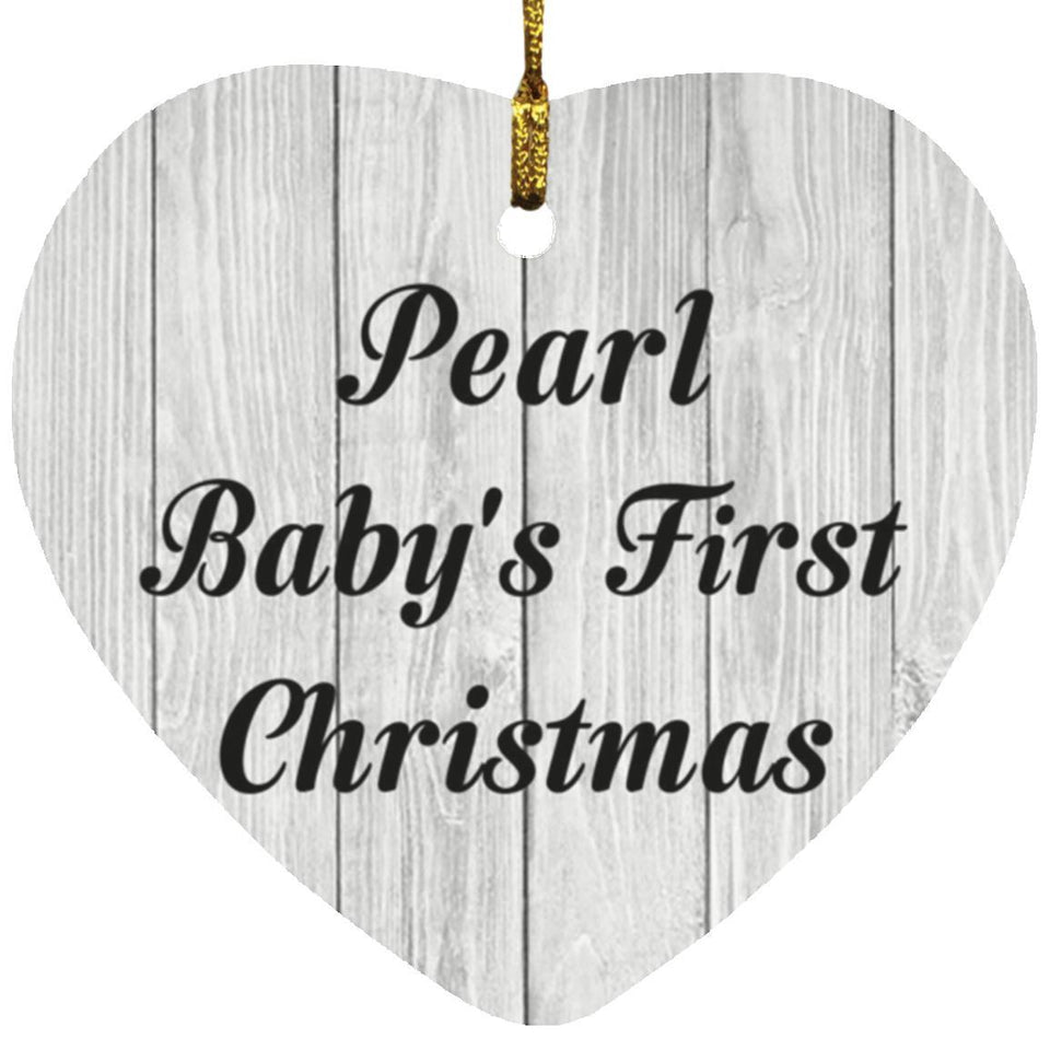 Pearl Baby's First Christmas - Heart Ornament F