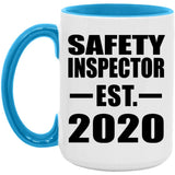 Safety Inspector Established EST. 2020 - 15oz Accent Mug Blue