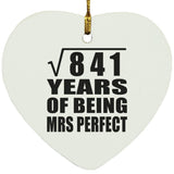 29th Anniversary Square Root of 841 Years of Mrs Perfect - Heart Ornament