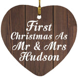 First Christmas As Mr & Mrs Hudson - Heart Ornament D