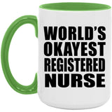 World's Okayest Registered Nurse - 15oz Accent Mug Green