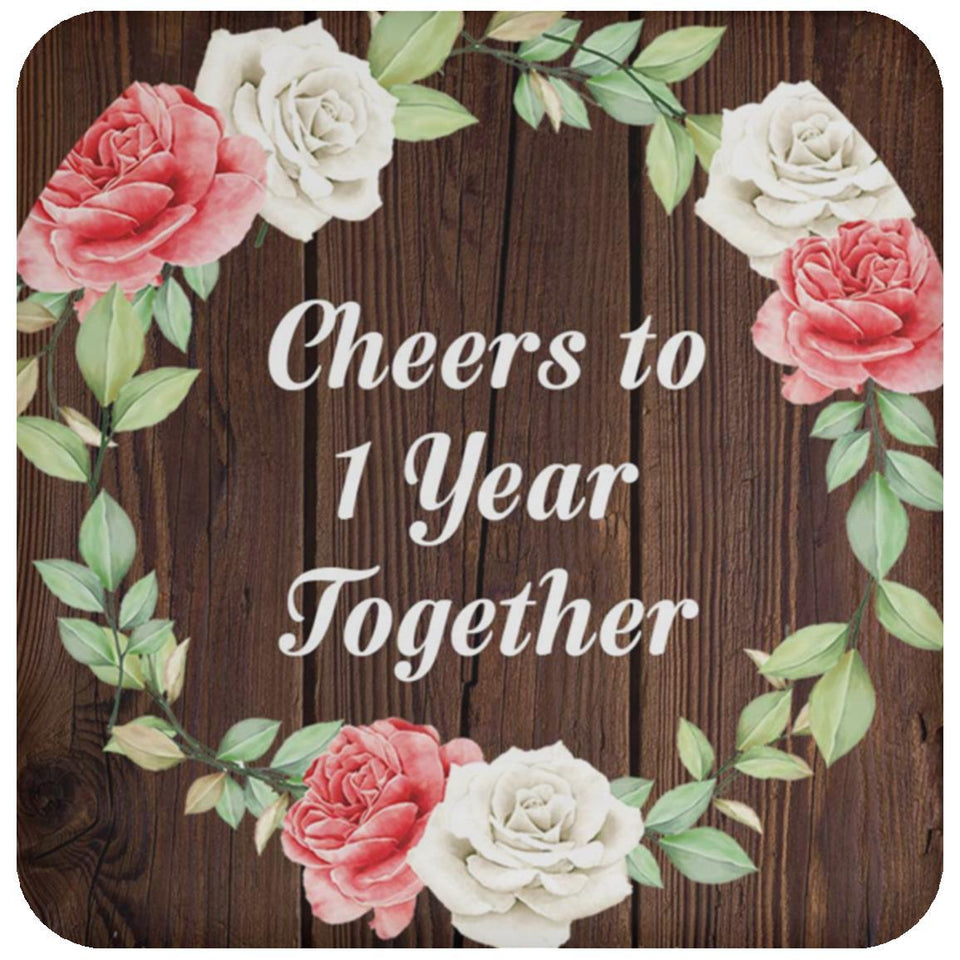 1st Anniversary Cheers To 1 Year Together - Drink Coaster A