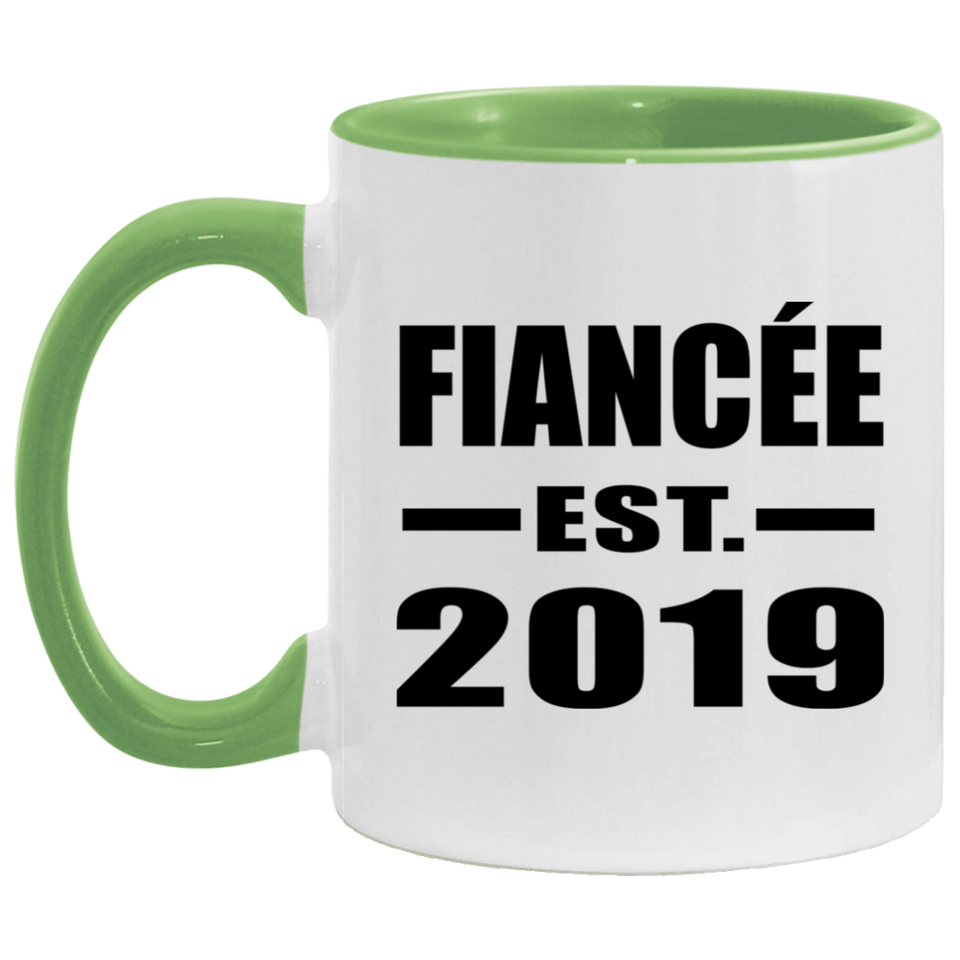 Fiancee Established EST. 2019 - 11oz Accent Mug Green