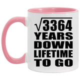 58th Anniversary Square Root of 3364 Years Lifetime To Go - 11oz Accent Mug Pink