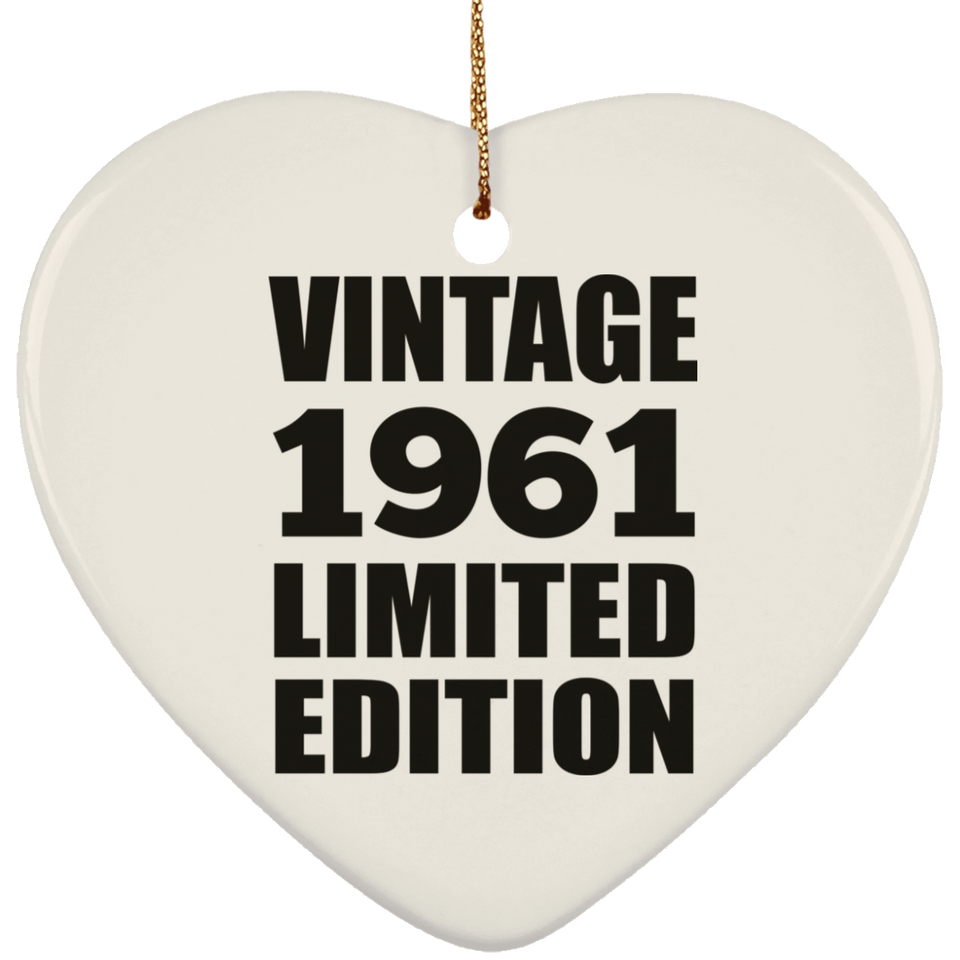 63rd Birthday Vintage 1961 Limited Edition - Heart Ornament