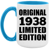 86th Birthday Original 1938 Limited Edition - 15oz Accent Mug Blue