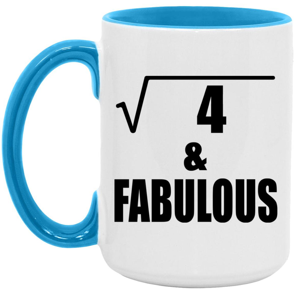 2nd Birthday Square Root of 4 & Fabulous - 15oz Accent Mug Blue