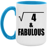 2nd Birthday Square Root of 4 & Fabulous - 15oz Accent Mug Blue