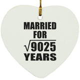 95th Anniversary Married For Square Root of 9025 Years - Heart Ornament