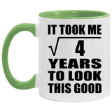 2nd Birthday Took Square Root of 4 Years To Look Good - 11oz Accent Mug Green
