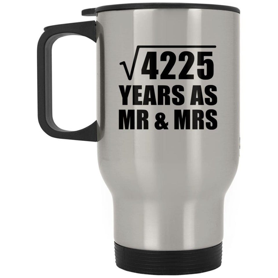 65th Anniversary Square Root of 4225 Years As Mr & Mrs - Silver Travel Mug