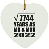 88th Anniversary Square Root of 7744 Years As Mr & Mrs 2022 - Heart Ornament