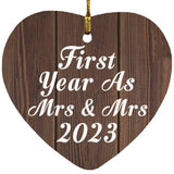 First Year As Mrs & Mrs 2023 - Heart Ornament D