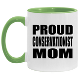 Proud Conservationist Mom - 11oz Accent Mug Green