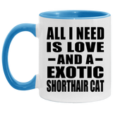All I Need Is Love And A Exotic Shorthair Cat - 11oz Accent Mug Blue