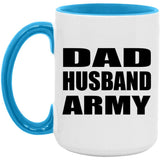 Dad Husband Army - 15oz Accent Mug Blue