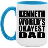 Kenneth World's Okayest Dad - 15oz Accent Mug Blue
