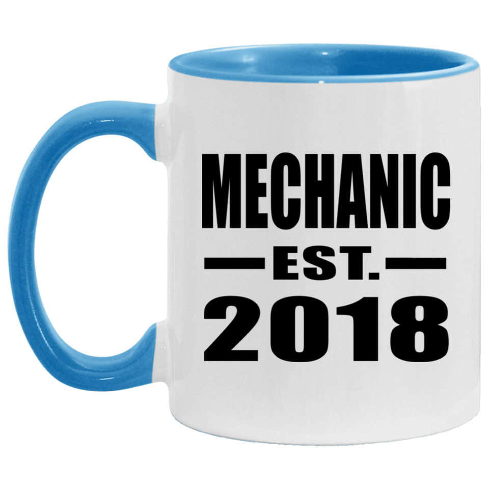 Mechanic Established EST. 2018 - 11oz Accent Mug Blue