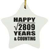Happy 53rd Anniversary Square Root of 2809 Years & Counting - Star Ornament