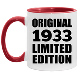 91st Birthday Original 1933 Limited Edition - 11oz Accent Mug Red