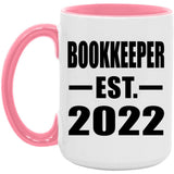 Bookkeeper Established EST. 2022 - 15oz Accent Mug Pink