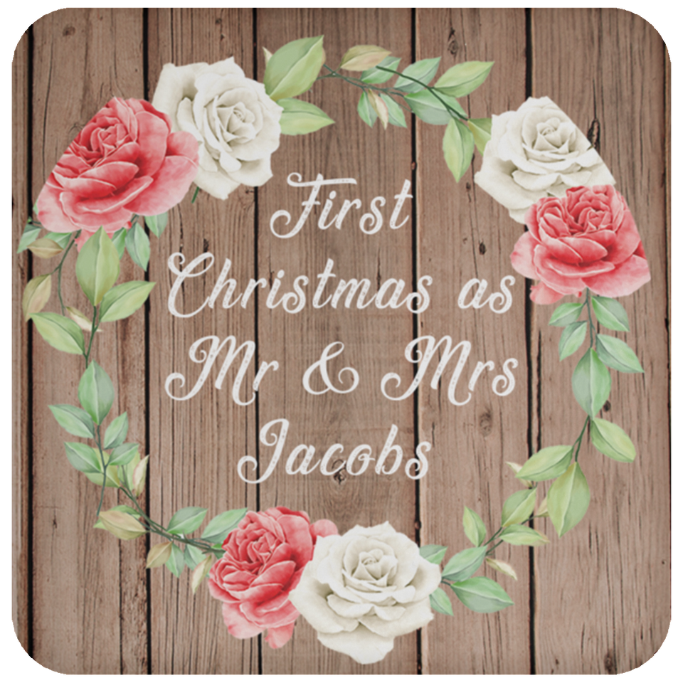 First Christmas As Mr & Mrs Jacobs - Drink Coaster B