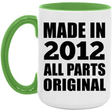 12th Birthday Made in 2012 All Parts Original - 15oz Accent Mug Green