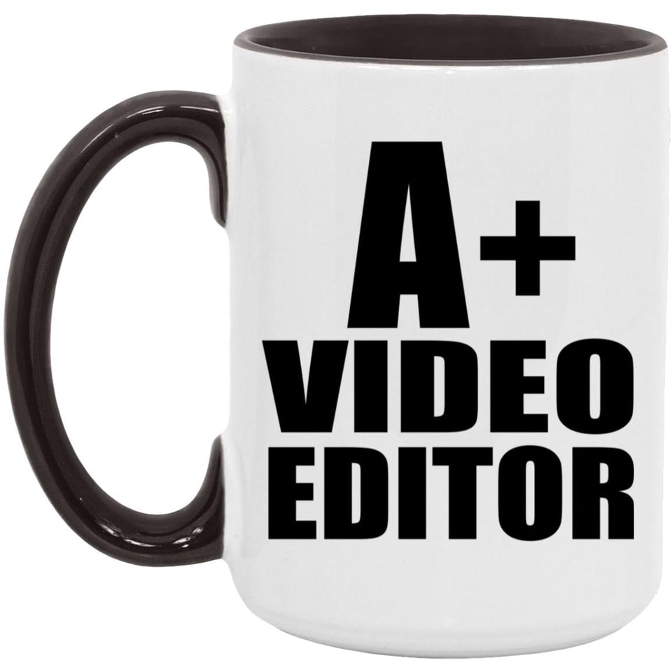 A+ Video Editor - 15oz Accent Mug Black