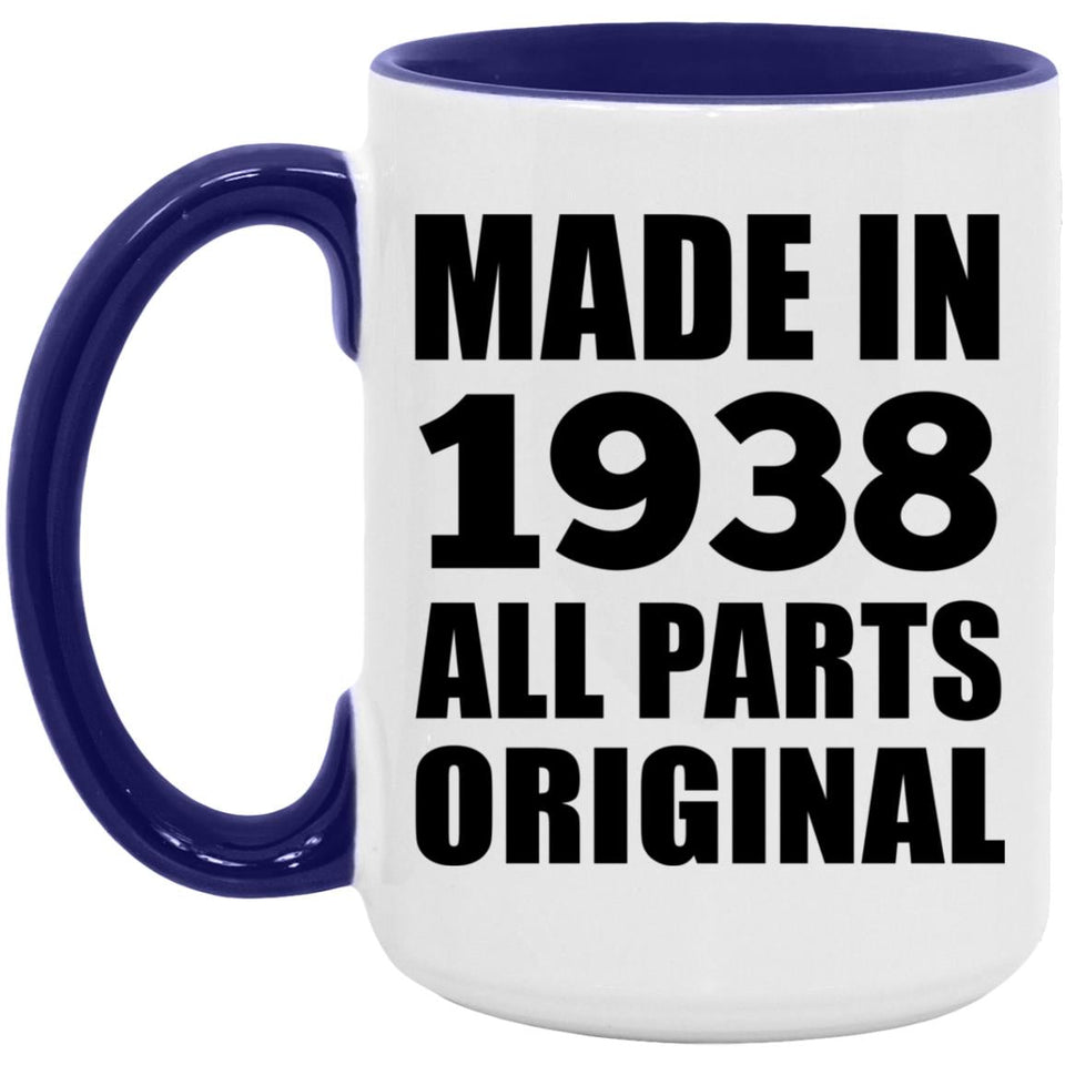 86th Birthday Made in 1938 All Parts Original - 15oz Accent Mug Purple
