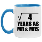 2nd Anniversary Square Root of 4 Years As Mr & Mrs - 11oz Accent Mug Blue
