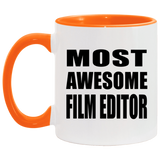 Most Awesome Film Editor - 11oz Accent Mug Orange