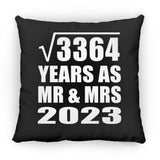 58th Anniversary Square Root of 3364 Years As Mr & Mrs 2023 - Throw Pillow Black