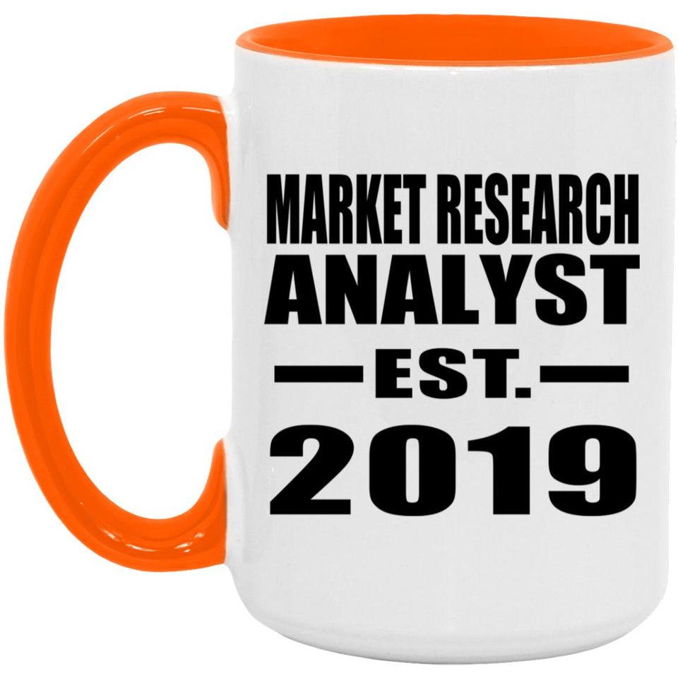 Market Research Analyst Established EST. 2019 - 15oz Accent Mug Orange