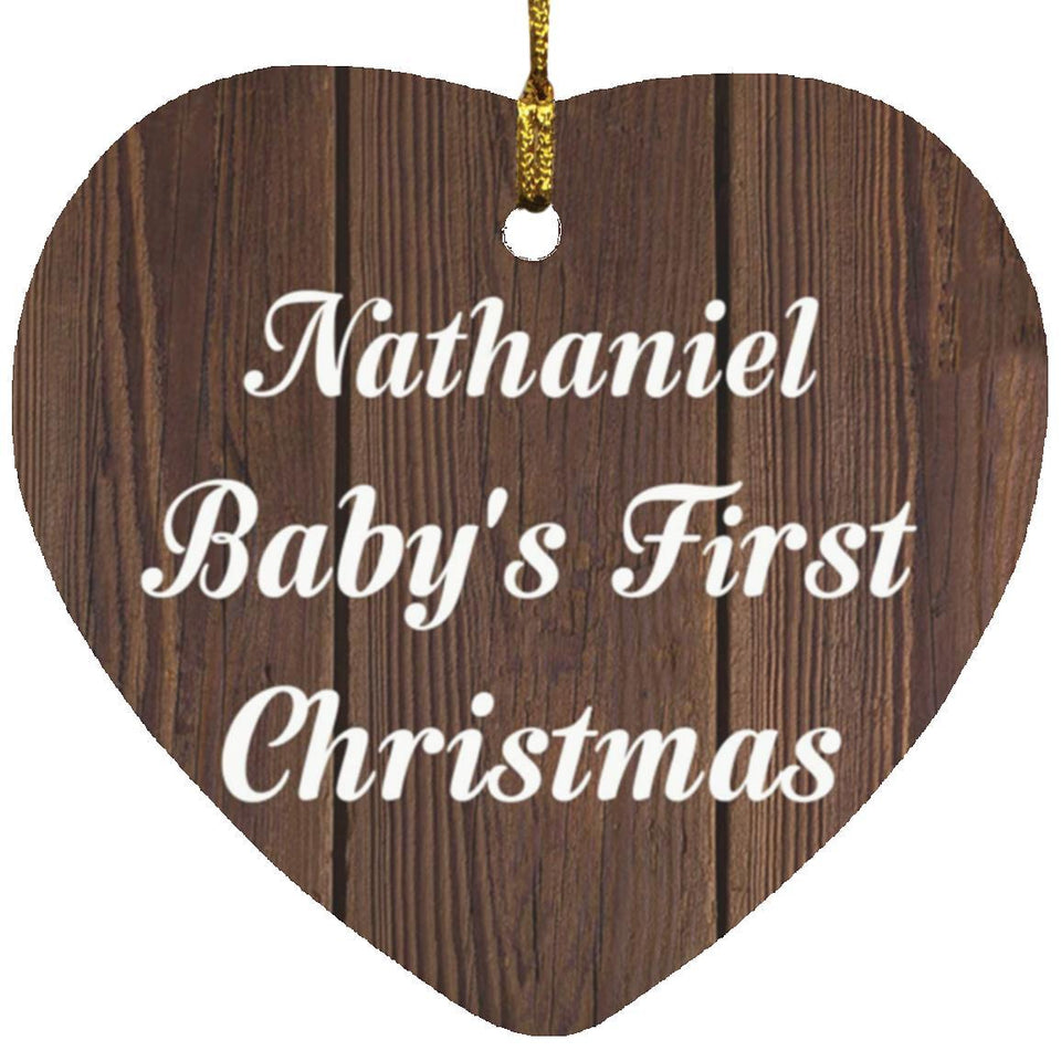 Nathaniel Baby's First Christmas - Heart Ornament D